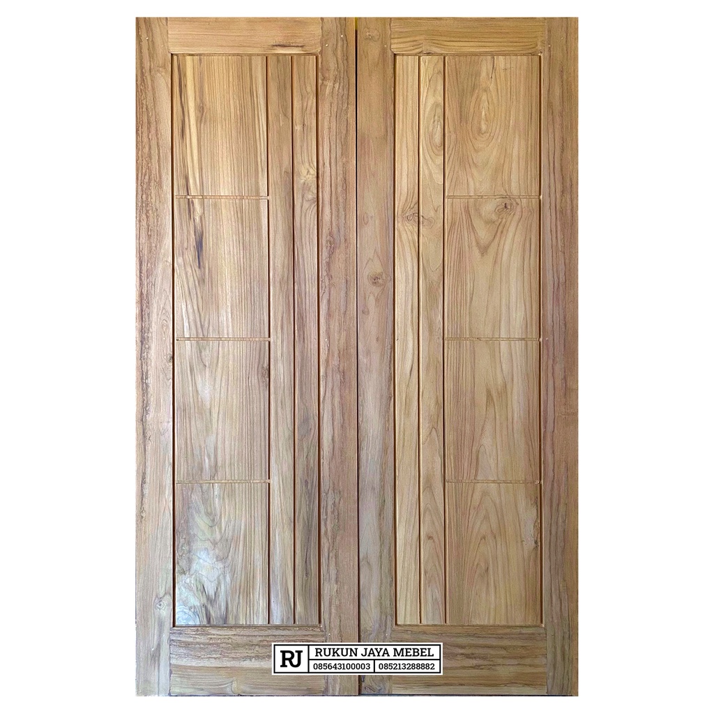 Pintu Jati Kupu Tarung 200x120 Tebal Rata 3 CM, Pintu Kayu Solid Bukan Triplek