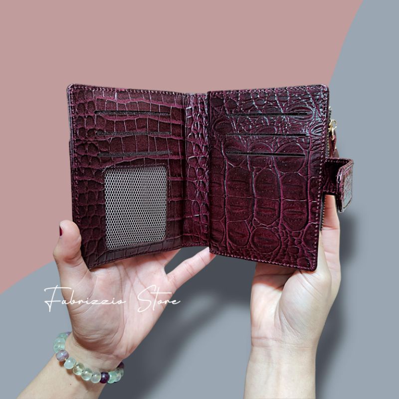 dompet wanita pendek multifungsi kulit asli croco slot kartu bisa dilepas