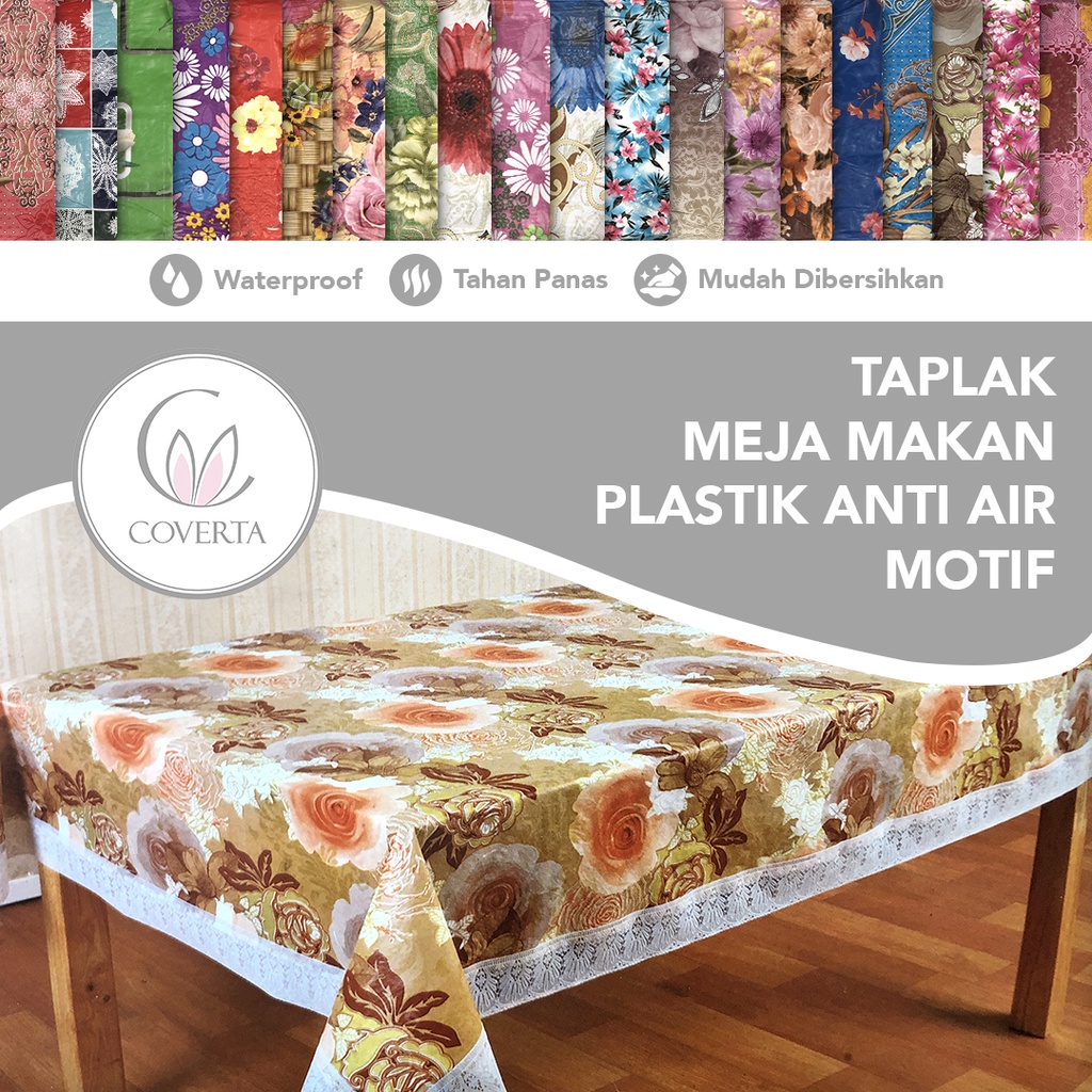 Taplak Meja Makan Plastik Anti Air Motif - Segi / Kotak