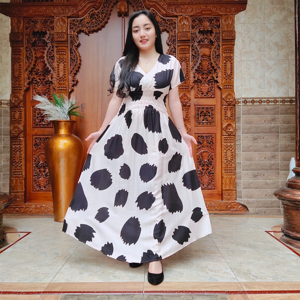 DASTER MOZA PRINT | BALI LONGDRESS-YOSHI CREAM