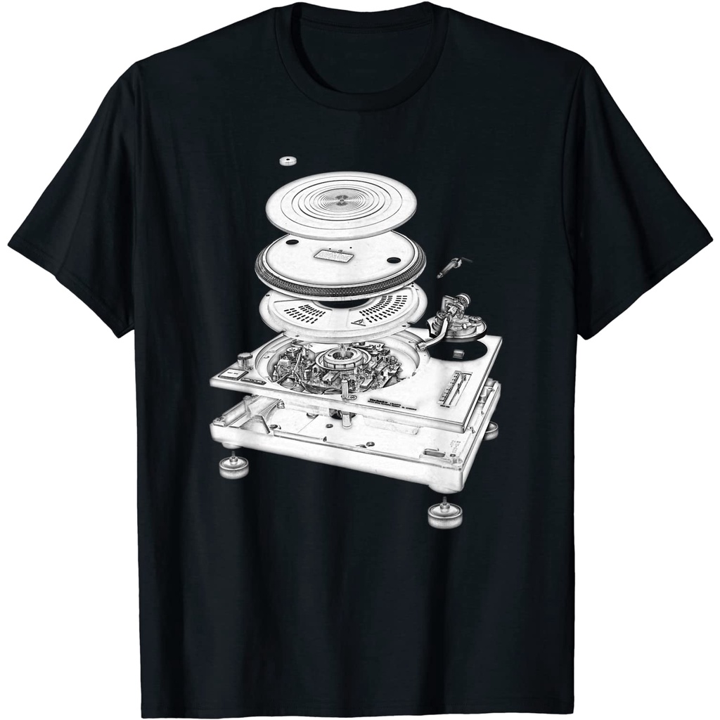 KAOS DJ Turntable 1210 MK2 Exploded Blueprint Design T-Shirt
