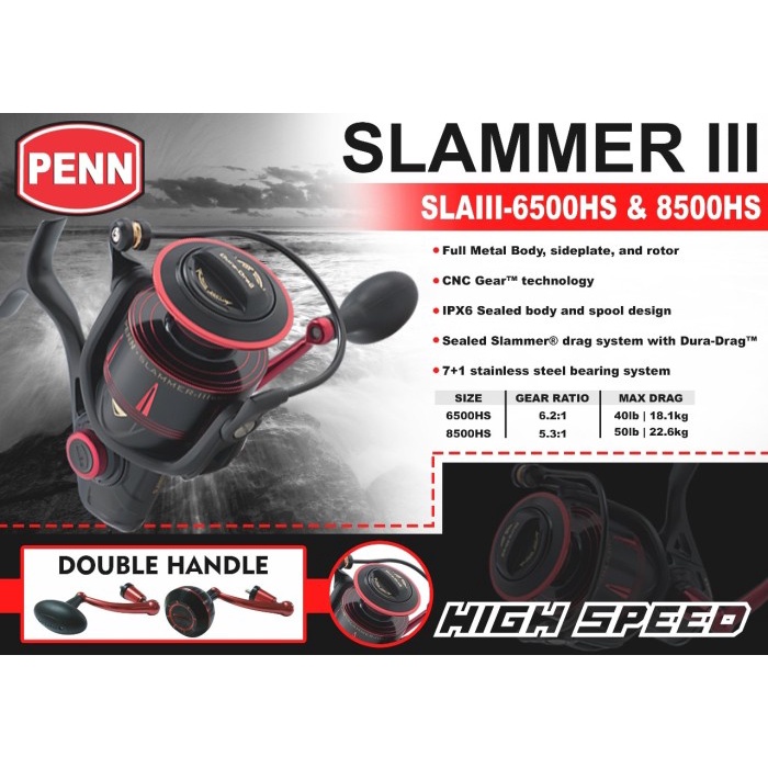 PENN SLAMMER III 8500 High Gear SLAIII 8500HS Reel Pancing Spinning