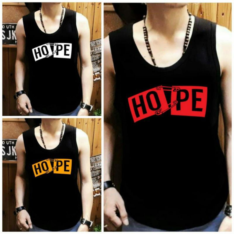 NEL-FASHION SINGLET KAOS DISTRO/T-SHRIT SINGLET COWOK HOPE FIT TO L-XL