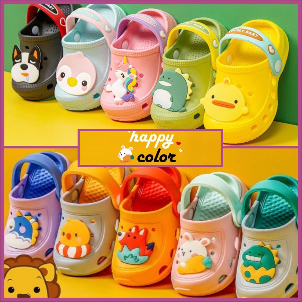 Sandal Sepatu Anak Crocs Pop Up Bahan EVA Karakter Seri Hewan