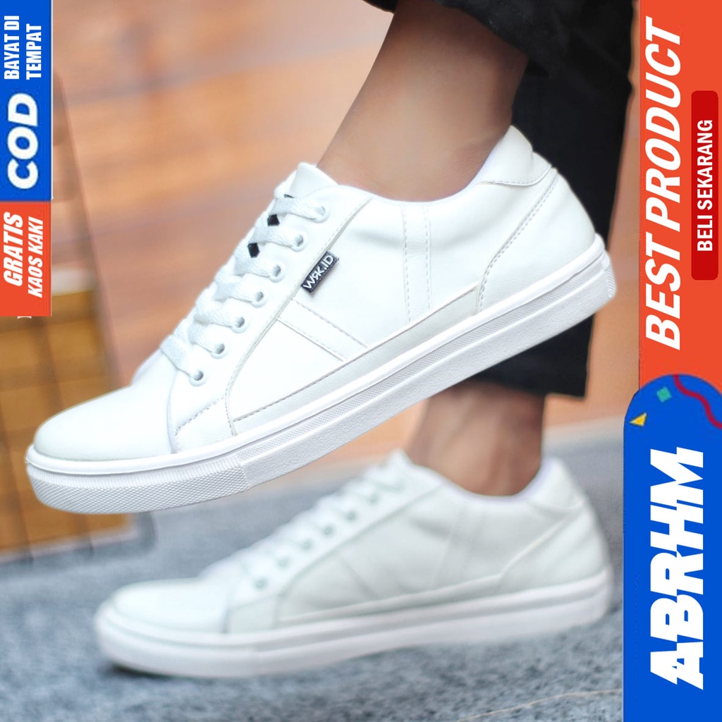 Sepatu Sneakers Pria Sepatu Casual Pria Kulit Pu Sepatu Kerja Kuliah Kondangan Sepatu Hitam Pria GUMO ABRHM