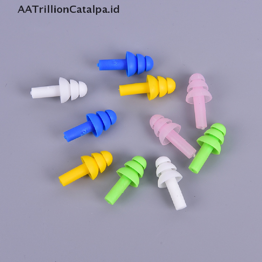 Aatrillioncatalpa 5 Pasang Ear Plug Silikon Peredam Suara Untuk Renangtidur