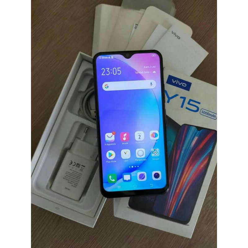Jual HP Handphone Second Seken Vivo Y15 4/64gb Fullset No minus HP Bekas Berkualitas