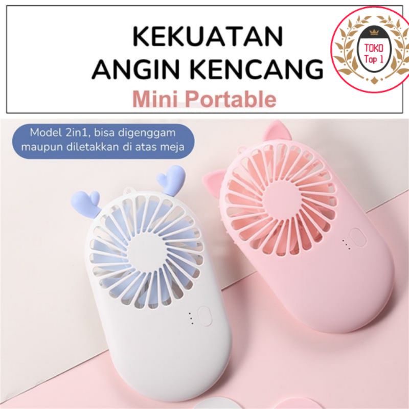 Pocket Fan Kipas Angin Mini Sumber Cute Cooling Fan Portable Phone Holder