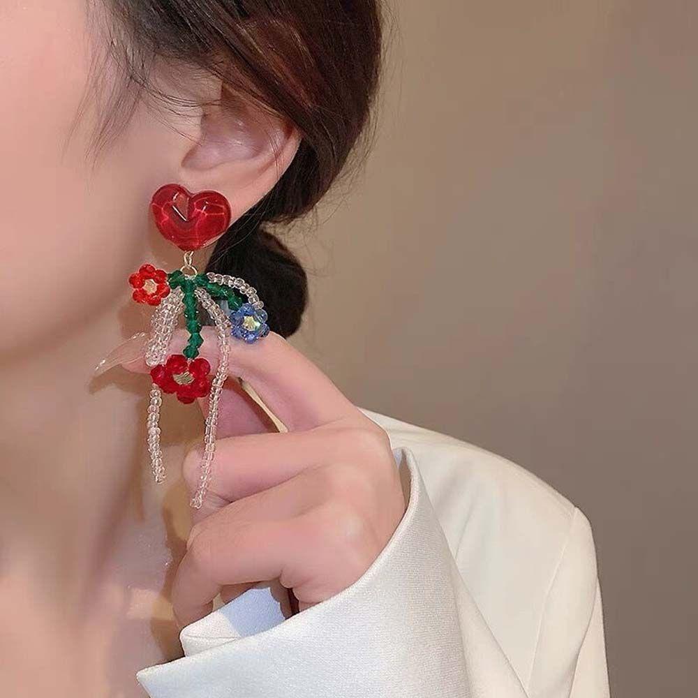 Mxbeauty Anting Menjuntai Bunga Manis Retro Pesta Gaya Pengadilan Temperamen Pastoral Gaya Korea Perhiasan