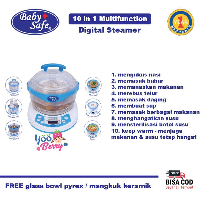 Maker-Food-Baby- Baby Safe 10-In-1 Multifunction Digital Steamer Sterilizer Lb005 -Baby-Food-Maker.