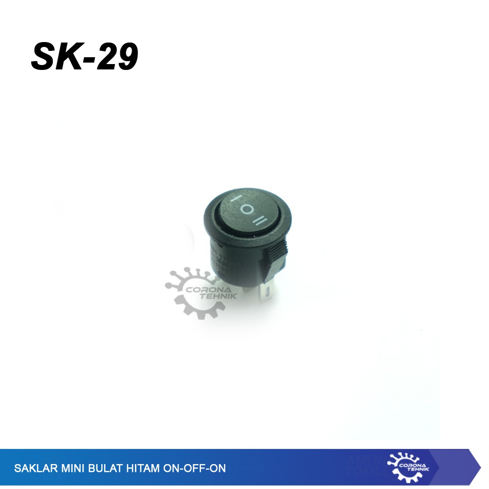Saklar Mini Bulat Hitam - ON-OFF-ON