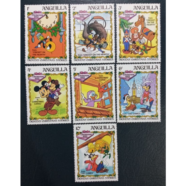 

D6 Prangko Perangko Disney Anquilla Dickens Christmas Stories