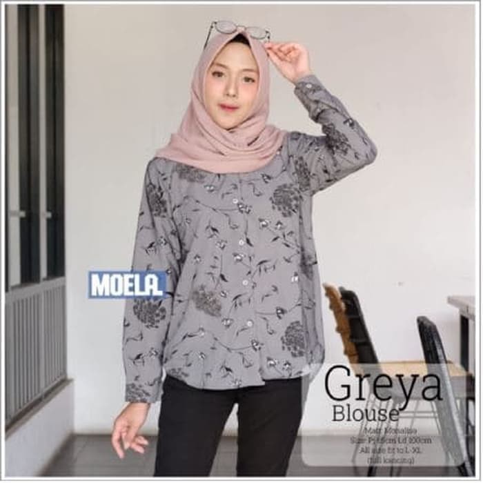 KEMEJA WANITA BATIK BUNGA KULIAH MUSLIM BAJU ATASAN TERBARU TUNIK PROMO