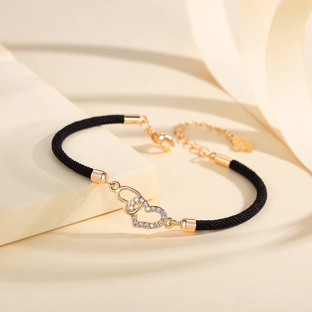 Y664【Barang spot】Gelang Couple / Gelang Desain Berbentuk Hati Untuk Pria Dan Wanita Gelang Tali Braided LOVE Bracelet