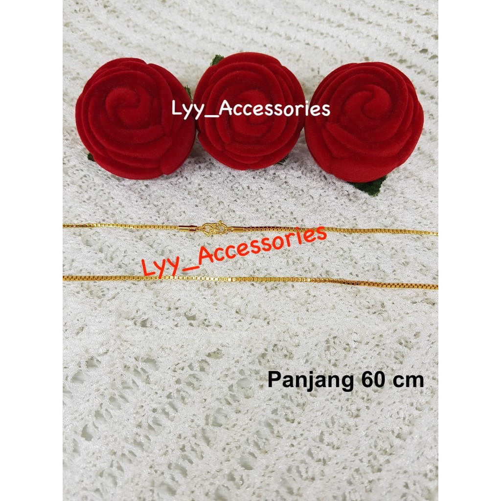 Kalung Wanita Model Italy Kotak Panjang 60cm Perihasan Imitasi Xuping Yaxiya Yxy Lapis Emas KL2304