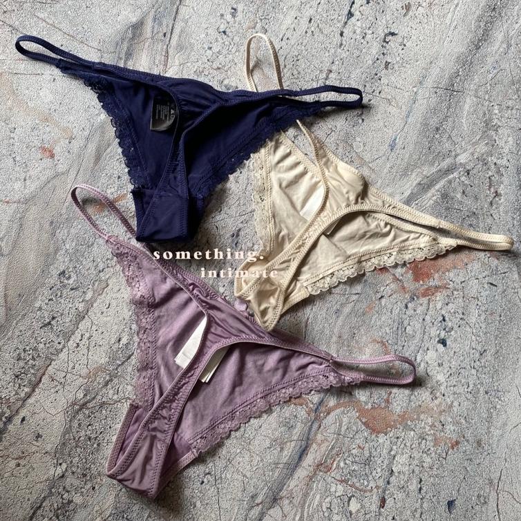 Azr00 H&M FULL TAG Lace Brown Thong Gstring Celana Dalam Sexy Lingerie Hot G string CD Underwear Bra