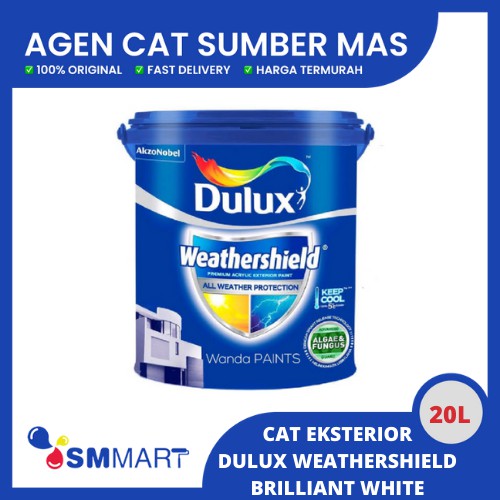 DULUX WEATHERSHIELD BRILLIANT WHITE 20 LITER / Cat Dulux Weathershield Dual Shield Brilliant White 2290 / CAT TEMBOK PREMIUM