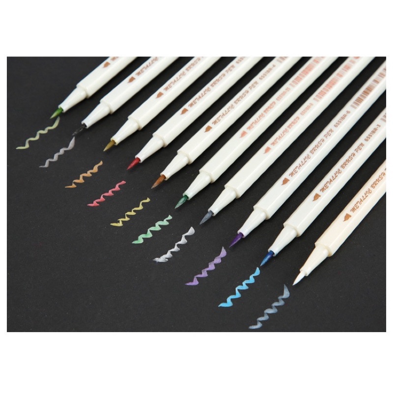 

Metallic BRUSH Pen Spidol Warna Pena Kuas Metalik Kaligrafi Dekor - 01