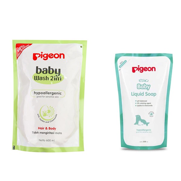 PIGEON  MURAH SABUN CAIR BAYI / BABY WASH / SHAMPOO 600ML  REFILL BABY BATH / LIQUID SOAP 350ML