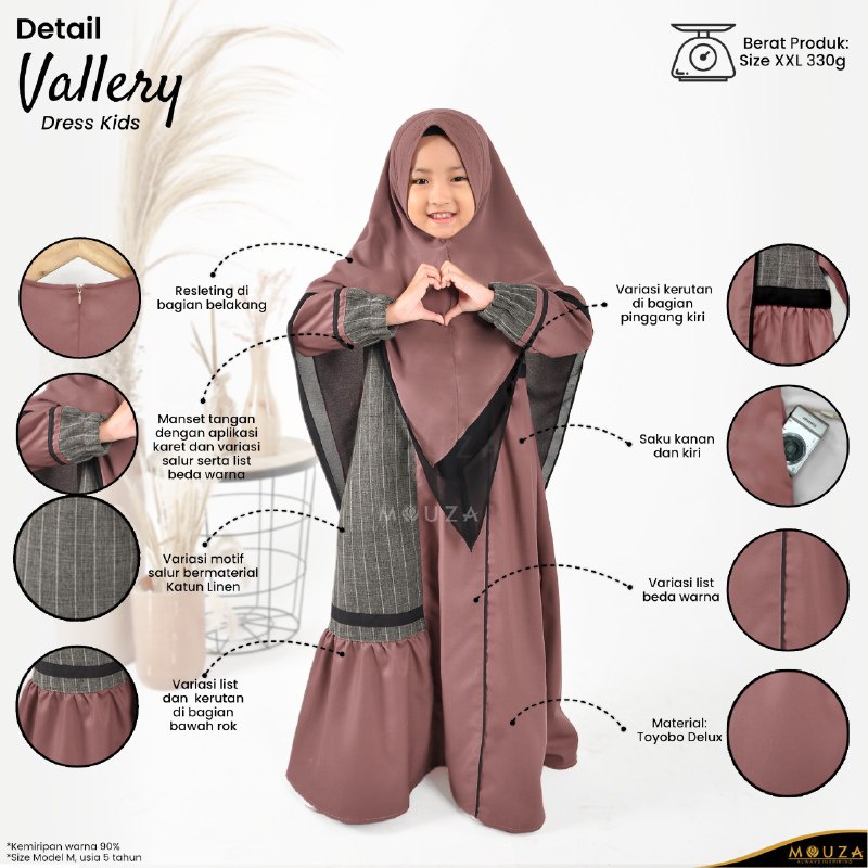[REY] Dress Kids Vallery Original by Mouza Indonesia Fashion Muslim / Gamis Anak Sarimbit Lebaran 20