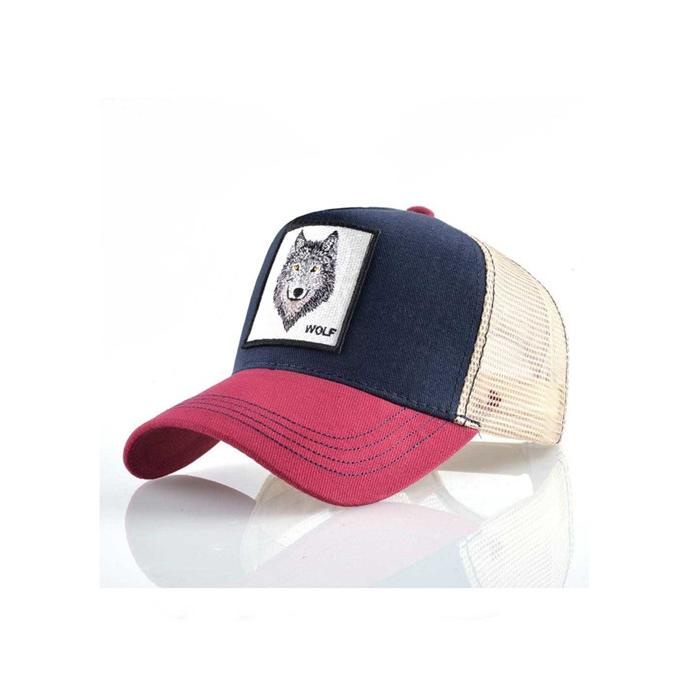 Hamlin Onds Topi Trucker Baseball Wolf Material Cotton - Blue Red