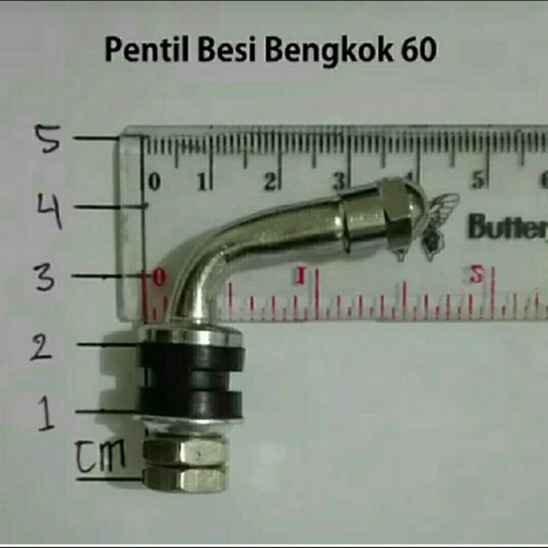 DOP tubles - pentil tubles - tubeless besi bengkok 60° motor - mobil 1 biji