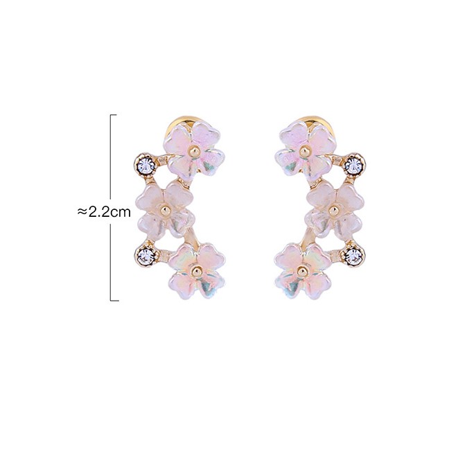 LRC Anting Tusuk Fashion Flower Earrings Acrylic Flower And Diamond Earrings In Sterling Silver D090