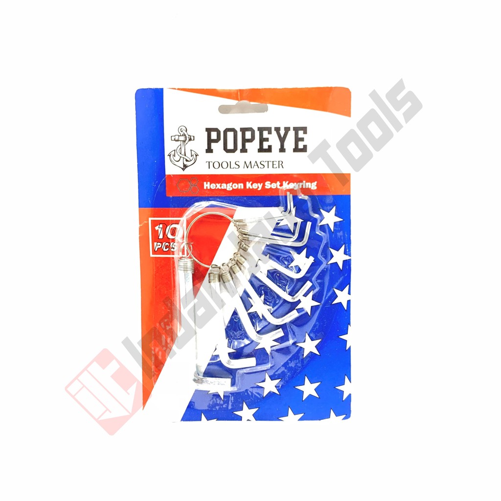 POPEYE Kunci L Set 10 Pcs Pendek - Hex Key Set