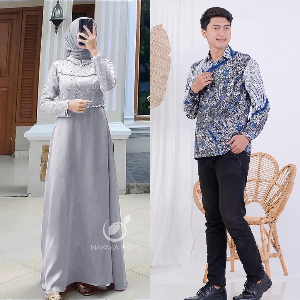 [COUPLE SPESIAL BAJU LEBARAN] COUPLE GAMIS TIARA MAXI DRESS TULLE MUTIARA - GAMIS COUPLE KEKINIAN - DRESS KONDANGAN TERBARU - COUPLE GAMIS MUSLIM KOMBINASI BROKAT