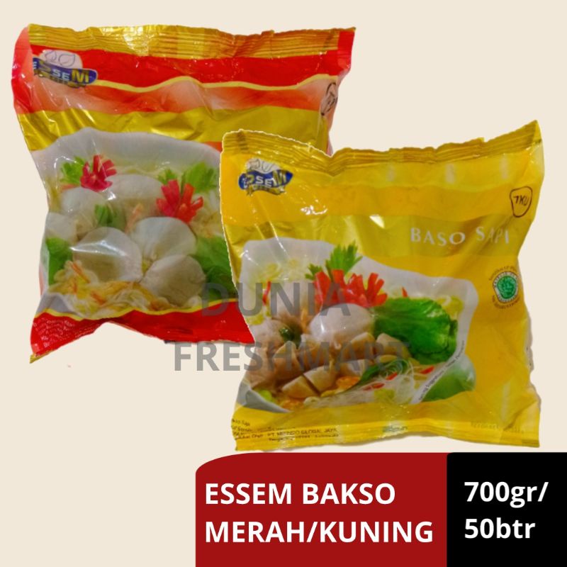 

BAKSO SAPI ESSEM BAKSO SAPI MERAH/KUNING ISI 50pcs BASO SAPI HALAL MEAT BALL ESSEM MERAH/ESSEM KUNING