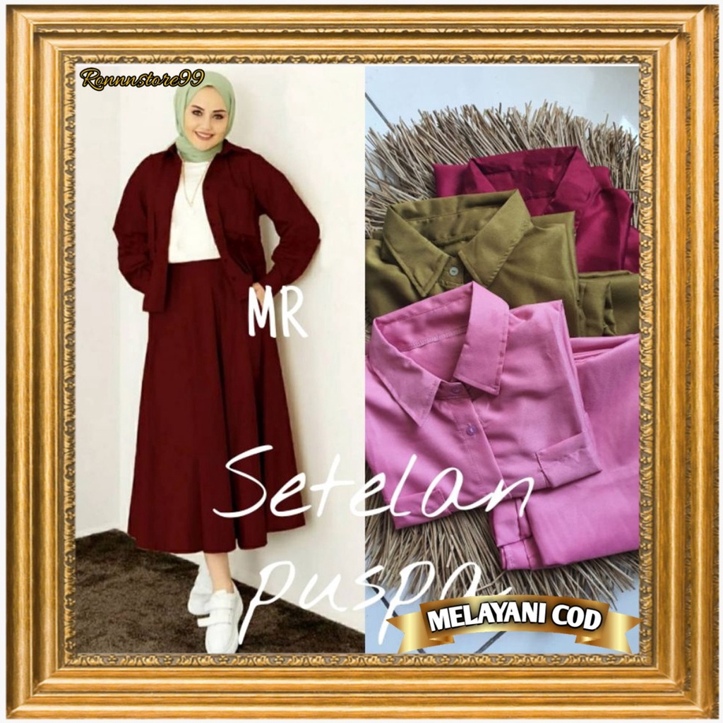 Setelan Rok Wanita Dewasa Trend Kekinian 2021 Terbaru Bahan Moscreap Motif Polos Ukuran L