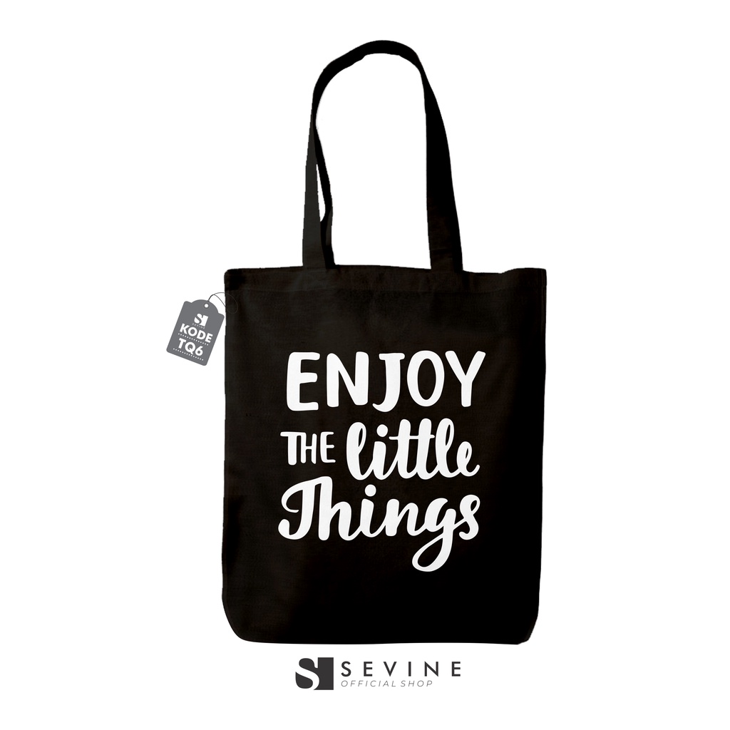 Sevine Totebag Tas Wanita Tote bag Resleting Girl Quotes Black Series Hitam - TQ6