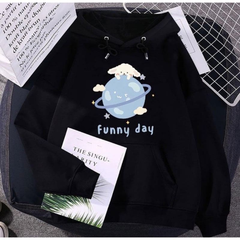 Hoodie Sweater Oversize Pakaian Pria dan Wanita Korea style  HAPPY PLANET SHYNISTARS fjcs3747