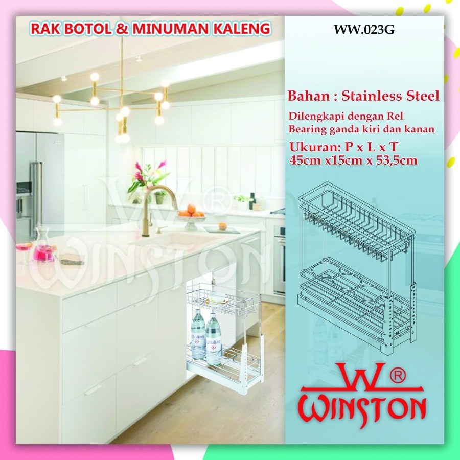 Rak Piring Botol Gelas Stainless Winstonsby WW023G for Kitchen Cabinet