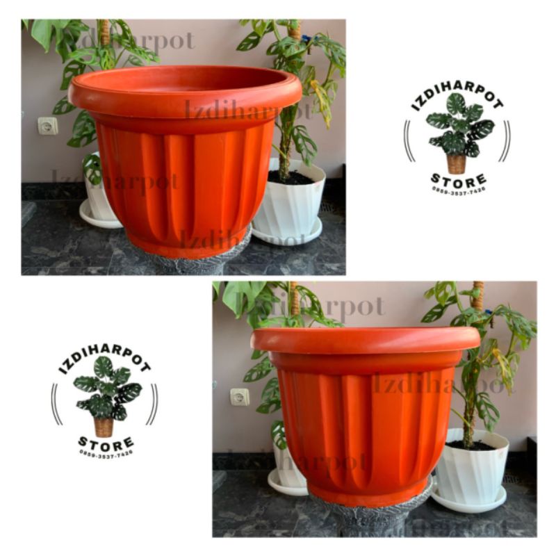 pot bunga tanaman plastik merah bata 50cm - JUMBO MERAH BATA