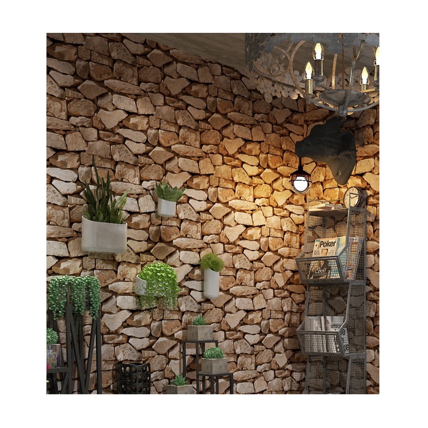 AKN88 - Wallpaper 3D Non Woven Motif Brick Stone 53cmx10m