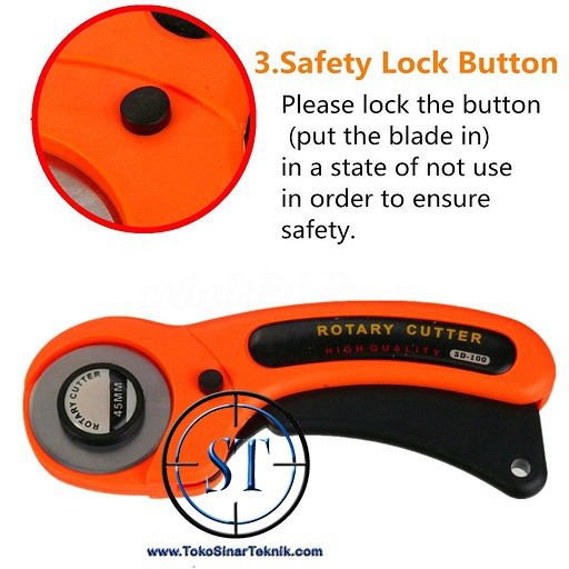 Rotary Cutter Cutting Craft Roller Circular Blade Pisau Bulat 45mm potong Kain Tajam Putar cutter Besar