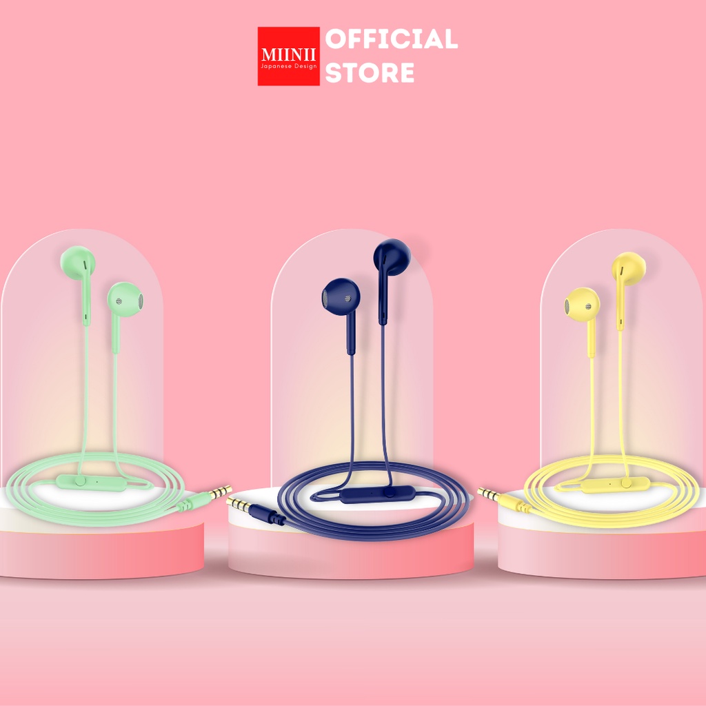 MIINII New Headset Macaron U32 Earphone+Mic Hifi Extra Bass Mate Colour NON PACKING