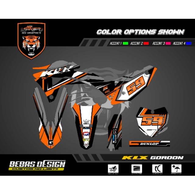 DECAL KLX GORDON ORANGE