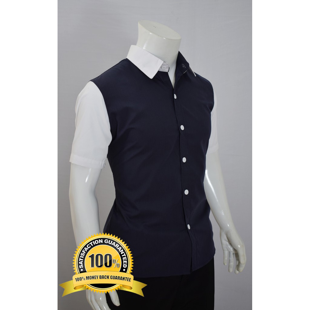 KEMEJA PRIA FRESER NAVY LENGAN PENDEK CASUAL STYLE SLIMFIT - KEMEJA SANTAI