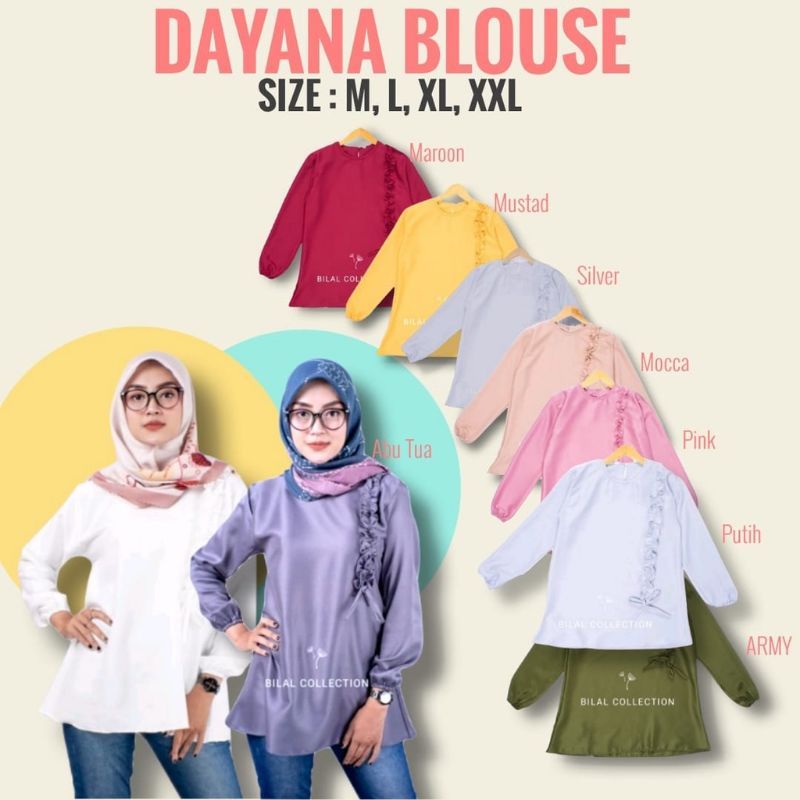ATASAN DAYANA /ATASAN WANITA CEWEK / BAJU PESTA / ATASAN SIMPEL /ATASAN POLOS /ATASAN BLOUSE/ATASAN LENGAN PANJANG/ATASAN LENGAN PANJANG FASHION MUSLIM / ATASAN LENGAN PANJANG JUMBO-2