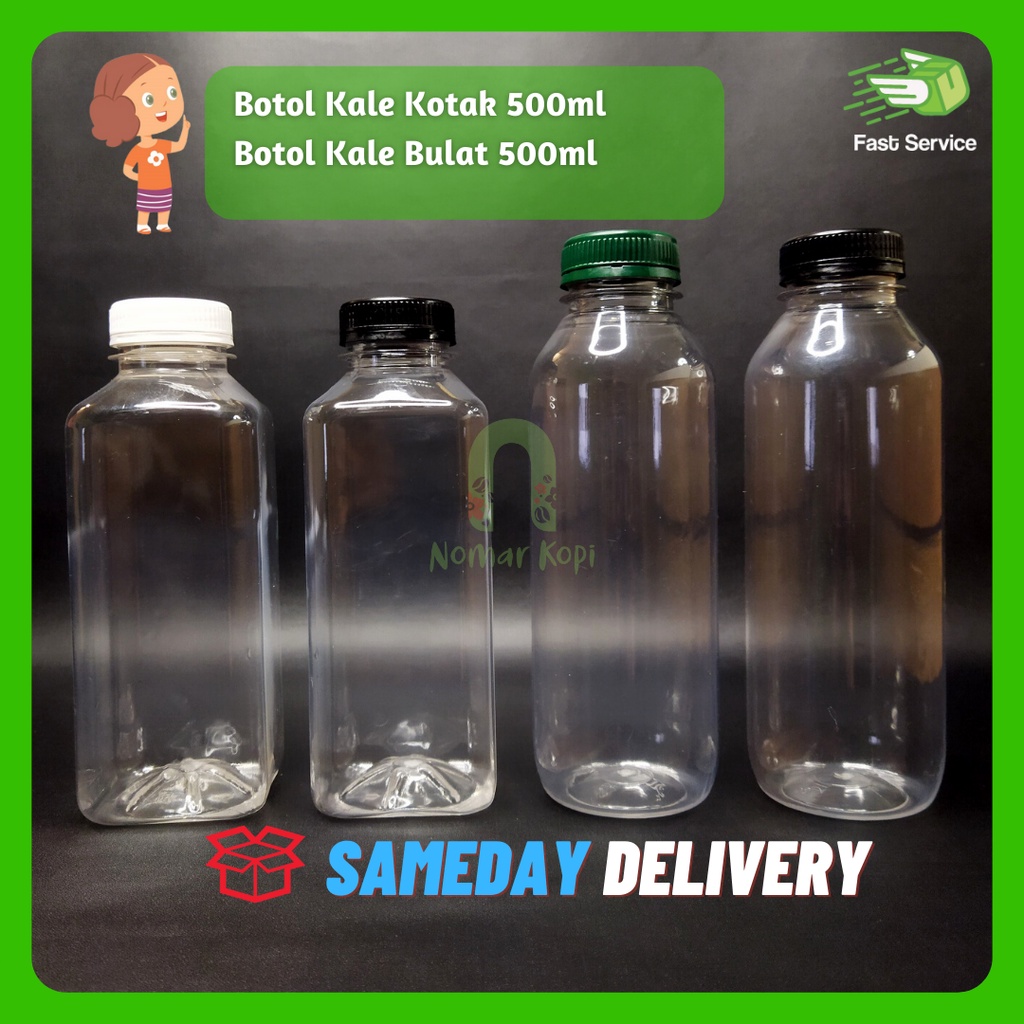 BOTOL KALE KOTAK 500ML TEBAL CLEAR SUSU JAHE KOPI GRAB GOJEK