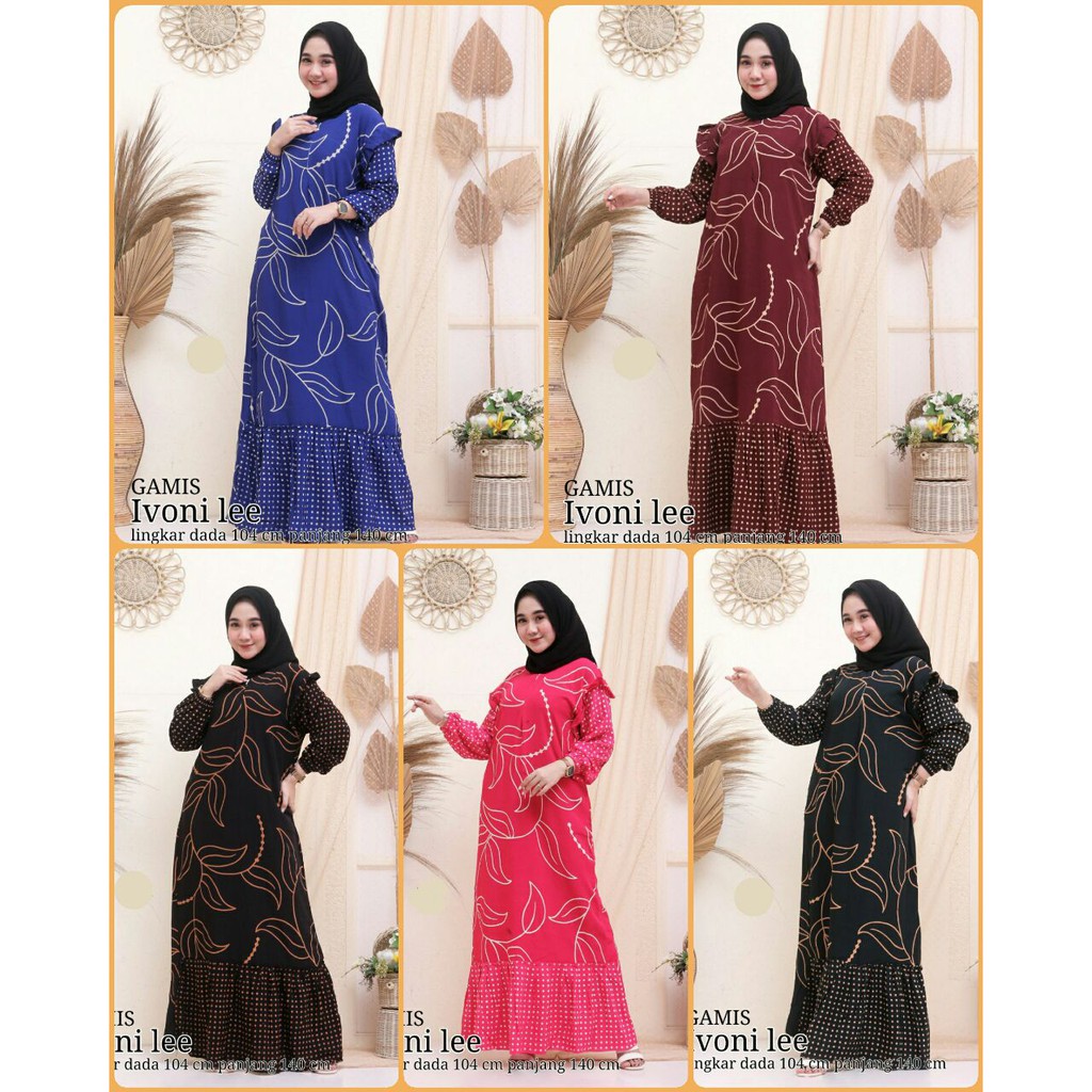 GAMIS BATIK WANITA TERBARU I GAMIS IVONI LEE SANTUNG ADEM