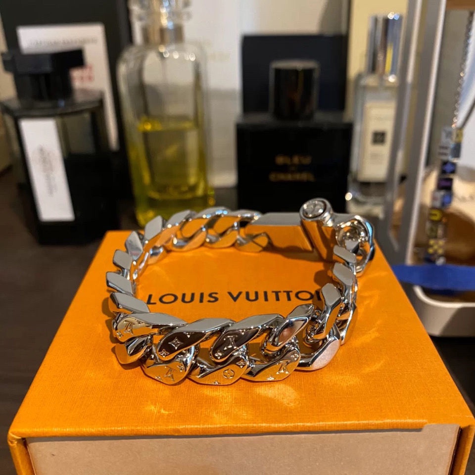 LOUIS VUITTON L's Wu Yifan Same Style Denim Chain Bracelet Necklace All-Steel Carved Magnetic Snap B