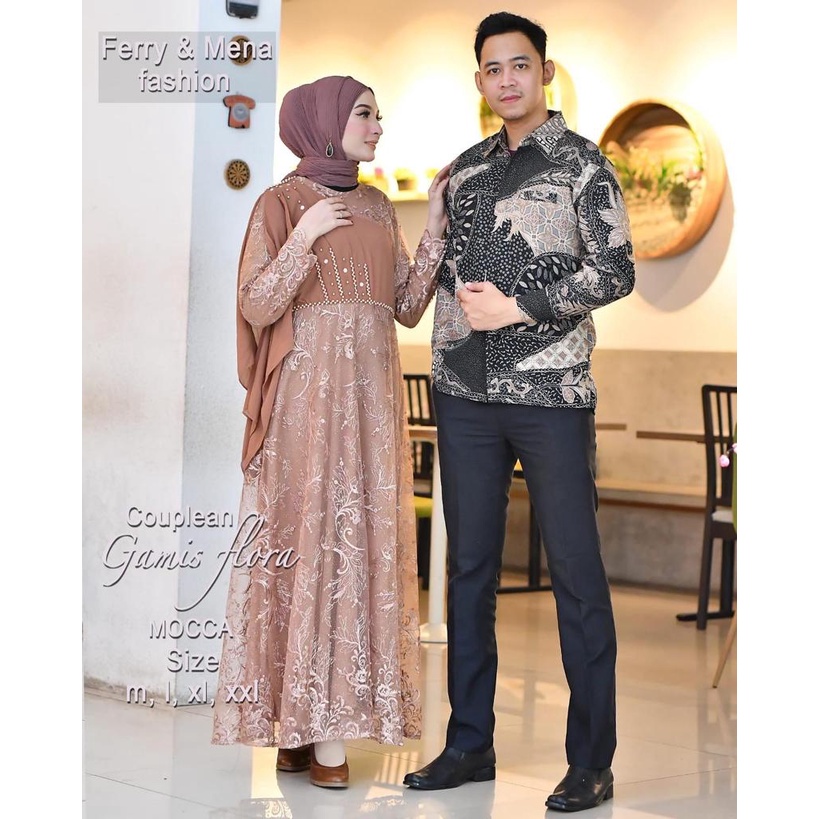 Kadai.baju / Gamis couple mewah / Gamis couple tulle brukat kekinian suami istri / Gamis kondangan