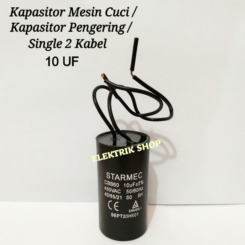 KAPASITOR MESIN CUCI SINGLE 2 KABEL / KAPASITOR PENGERING MESIN CUCI 10 UF MIKRO MULTI UNIVERSAL