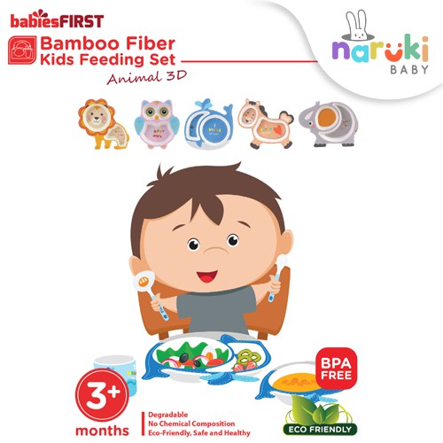 BabiesFirst Bamboo Fiber Kids Feeding Set Animal 3D Edition BF504