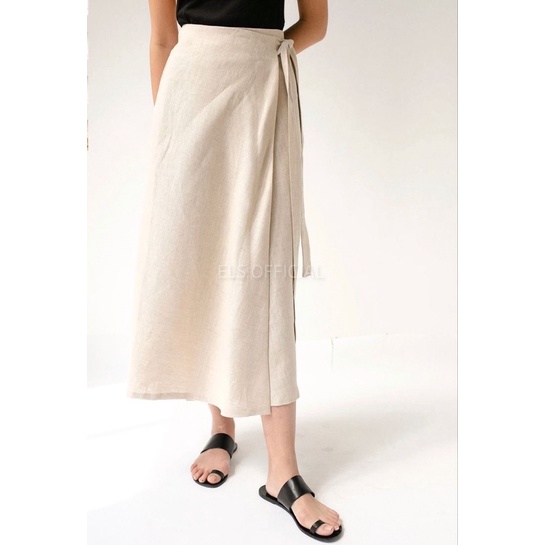 WRAP SKIRT LINEN | ROK LILIT POLOS | ROK KONDANGAN | ROK PANTAI| ROK LILIT LINEN |MIDI SKIRT READY BISA LANGSUNG KIRIM (BACA DESKRIPSI)