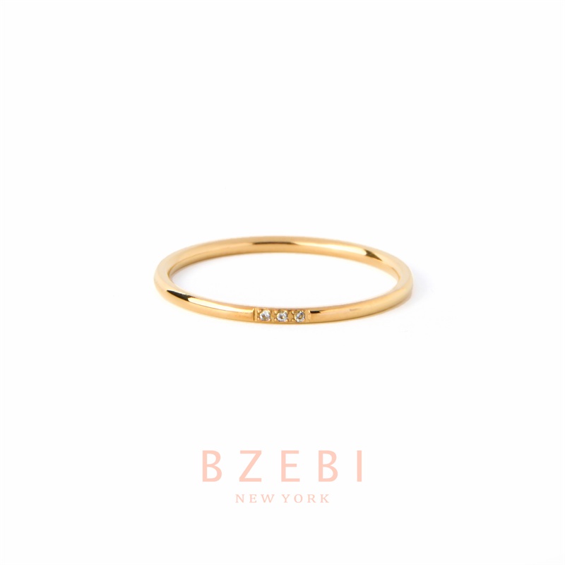 Bzebi Titaniuim Cincin Titanium Steel 18k Gold Hias Berlian Imitasi Gaya Korea Untuk Wanita 863r