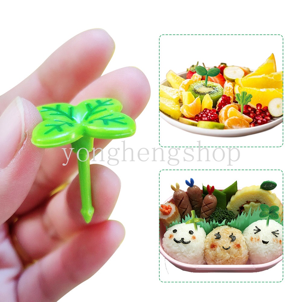 8pcs / set Garpu Buah / Dessert / Kue / Snack Bentuk Daun Untuk Anak